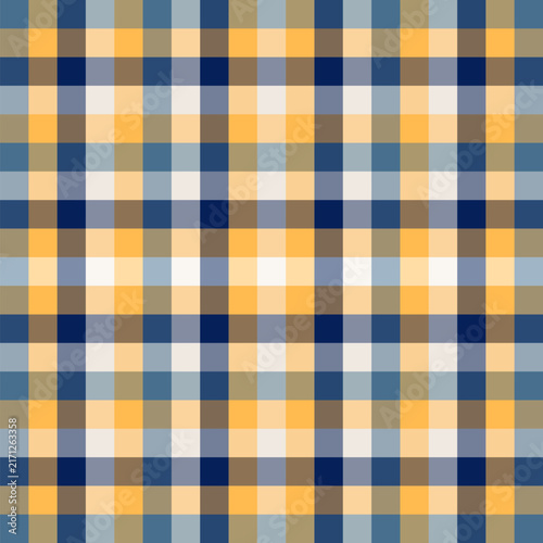 Classic Preppy Plaid Checkered Fabric Texture in Denim and Khaki