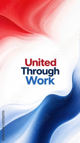 United through work motivational text design with abstract background
