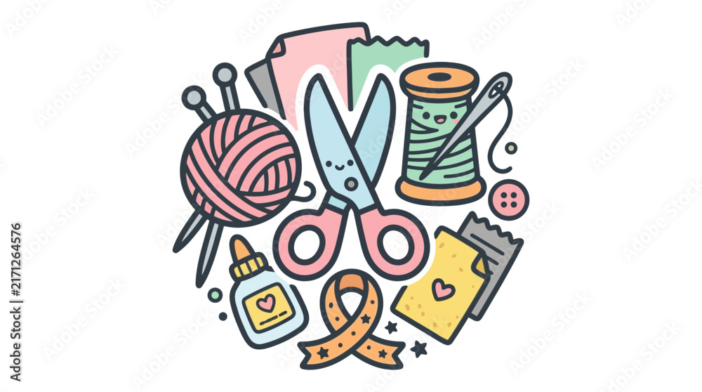 Obraz premium Sewing and handmade craft supply collection.