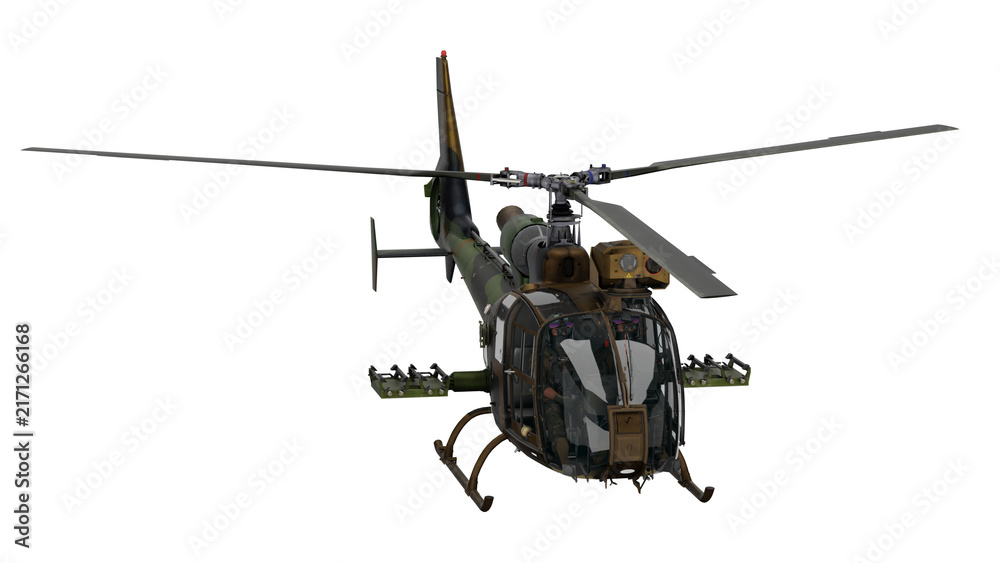 Fototapeta premium 3d rendering detailed model of a military helicopter in flight