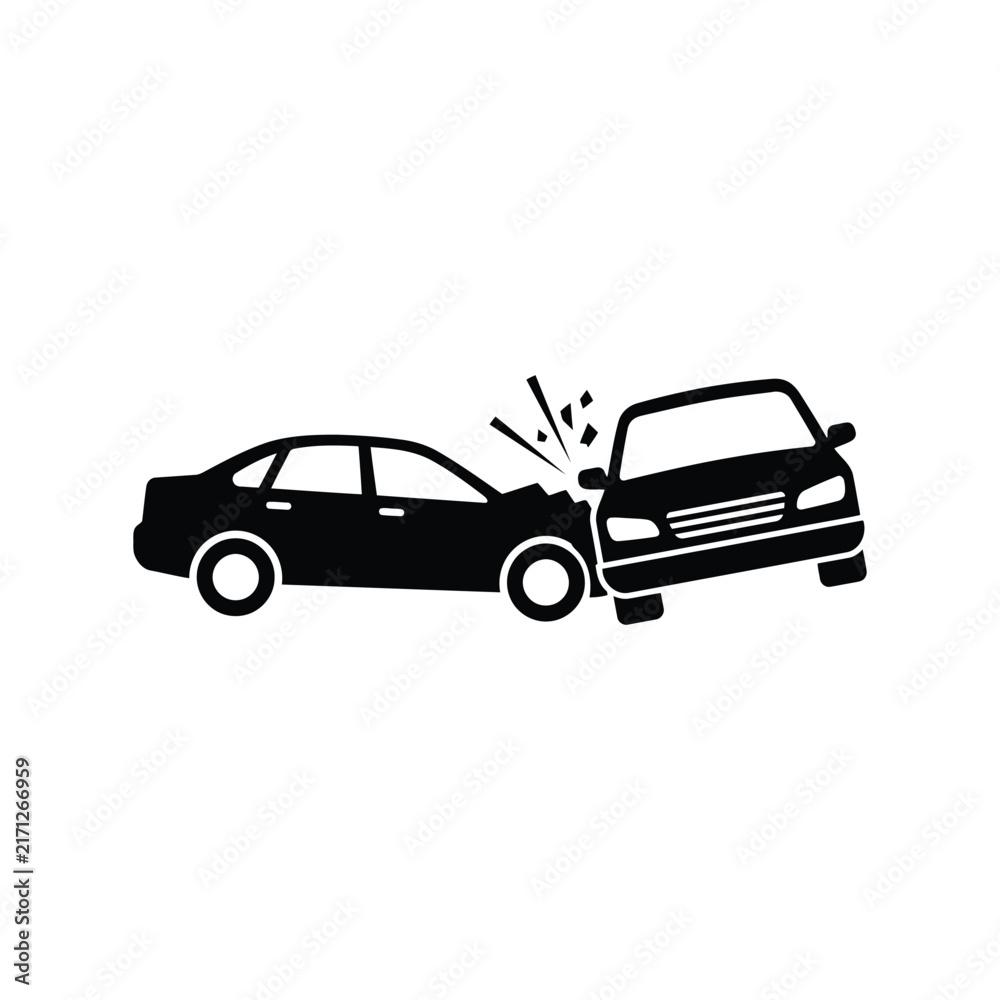 Naklejka premium Car crash icon showing a vehicle collision and traffic accident vector illustration