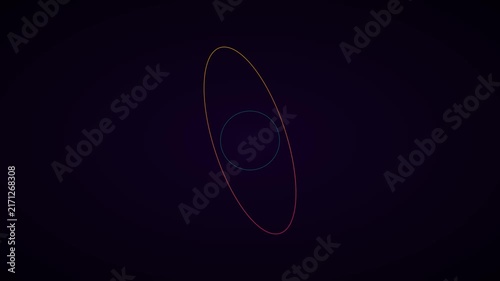Abstract minimalist rotating gradient ring animation on dark 4k background, motion rotating
