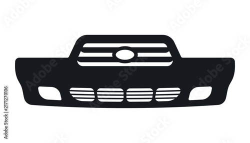Front car bumper icon. Black silhouette. Front view. Vector simple flat graphic illustration. Isolated object on a white background.