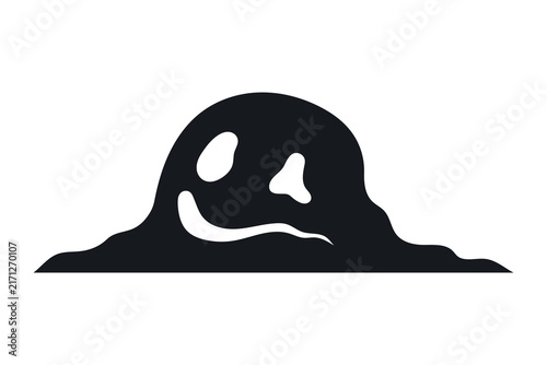 Cute weird character icon. Black silhouette. Front and side view. Vector simple flat graphic illustration. Isolated object on a white background.