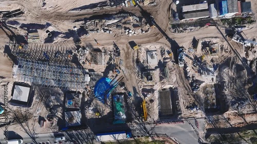 Vista Aérea Superior de Canteiro de Obras para Construção de Infraestrutura e Fundação