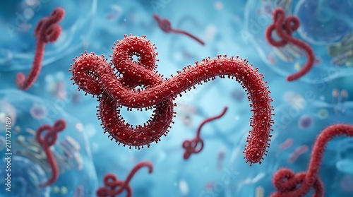 Ebola Virus Structure Microscopic View Scientific Illustration for Medical Research