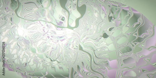 Foto Hushed white and gray membrane waves glow through distorted contours, with a weightless neon haze and dark cinematic grain