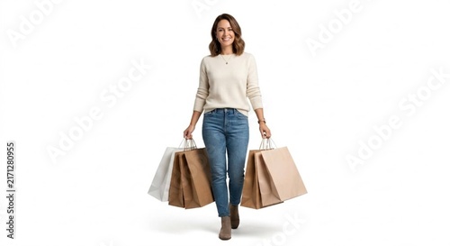 young woman with shopping bags