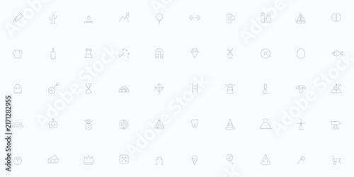 Canvas Print Assorted gray line style featuring nature, sports, food, and miscellaneous arran