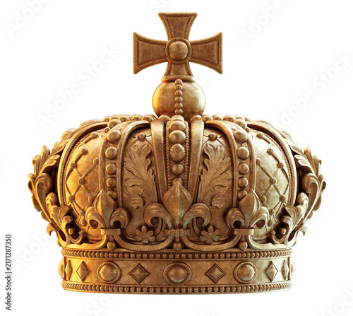 Foto Imperial gold crown royal regalia heraldic ornament isolated on transparent PNG