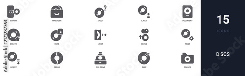 Foto Set of 15 solid Discs icons for dashboards, app screens and website sections