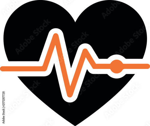 Heart with ecg line icon