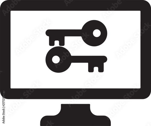 Computer screen with two keys icon