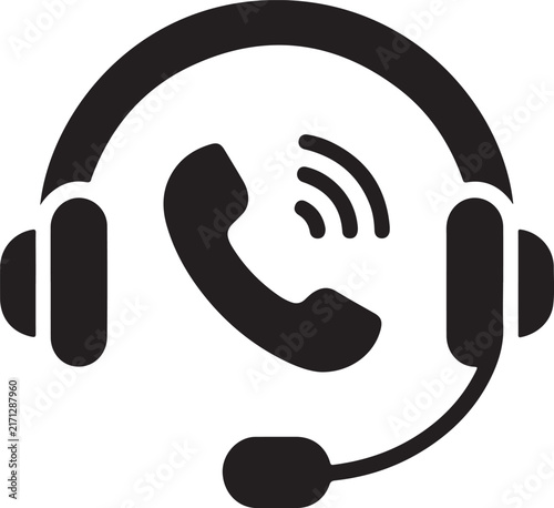Headset with phone call and wireless signal icon