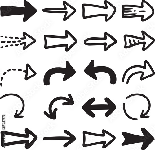 Set of diverse arrow icons and symbols