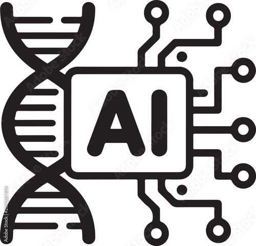Ai technology integrated with dna strand icon