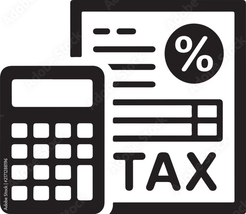 Calculator with tax form and percentage icon