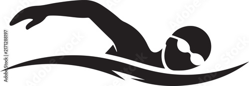 Swimmer diving in water silhouette