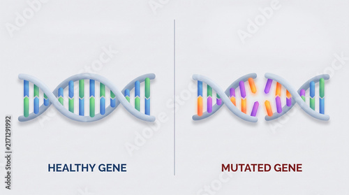 Healthy vs Mutated Gene DNA Strand 3D Medical Illustration