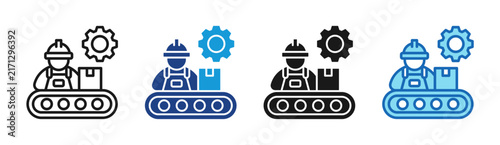 Manufacturing Process icon set multiple style collection