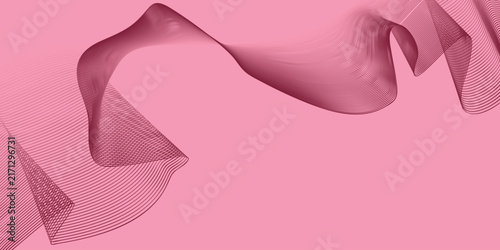 Abstract pink ribbon flowing elegantly in a wave pattern on a soft pink background.