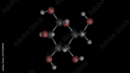 Glucose molecule rotating 3D model, 4K scientific visualization loop