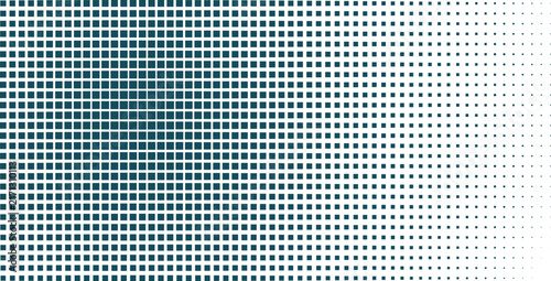 Gradient pattern of small dark blue squares arranged in a dense grid that fades out towards the right side on a white background