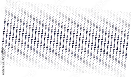 Abstract halftone pattern of thin dark blue circular rings arranged in a diagonal grid on a clean white background, for visuals