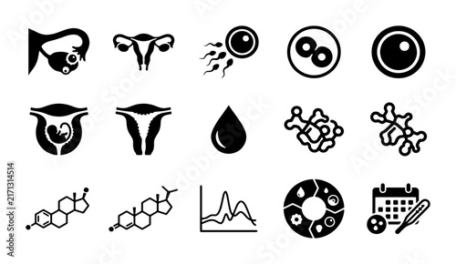 Canvastavla Reproductive health icons set, 15 fertility and gynecology vector symbols, femal