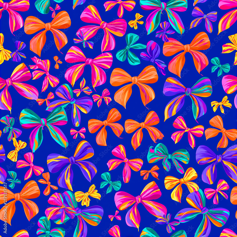 Fototapeta premium Repeating pattern with colorful bows in a seamless pattern design
