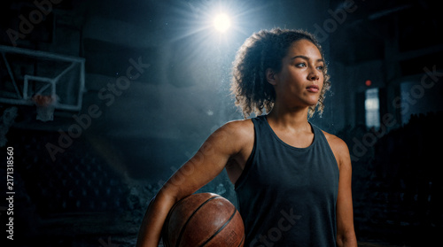 Girl basketball player with ball