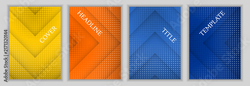 Dotted texture and arrow direction background business cover page template se...