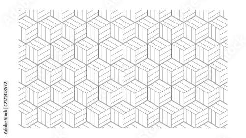 Bild auf Leinwand Minimal White 3D Geometric Cube Pattern with Repeating Lines and Modern Abstract