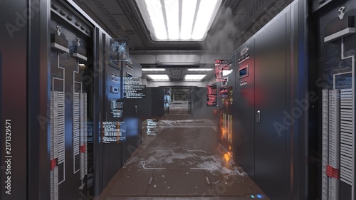 サーバールーム　3DCGレンダリング
