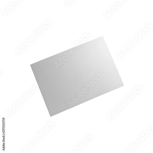A single rectangular white card or piece of paper placed at a slight angle, isolated on a white background, for a clean, and simple presentation isolated on a transparent background