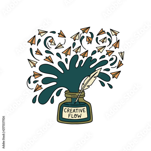 Canvas Print Creative Flow Jar with Sketch Style Idea Splash.