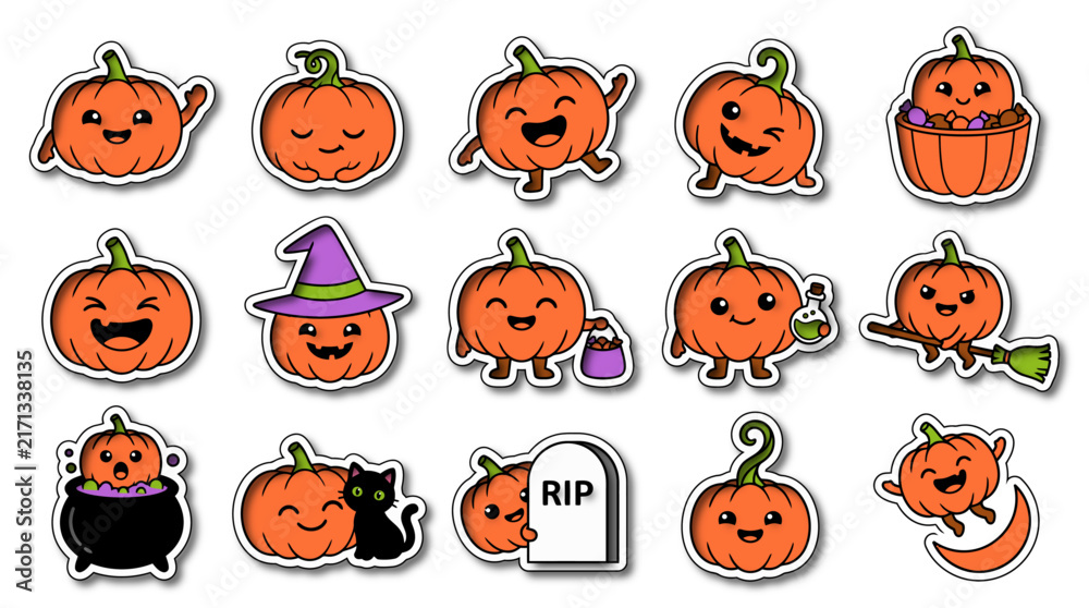 Fototapeta premium Halloween Witch 3D Sticker Collection