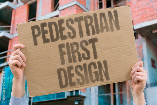 Canvas Print "Pedestrian first design" Crosswalks and sidewalks take priority