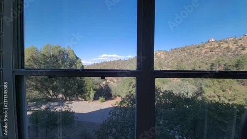 Peaceful Rural Landscape Scene, Quiet Residential Area With Majestic Mountains In Background