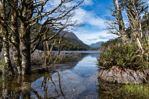Lake Howden  on part of the Routeburn Track in New Zealand's Fiordland National Park, has an elevation of approx 900 meters