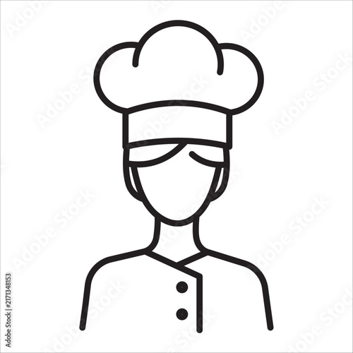 Chef character outline icon for restaurant and food service