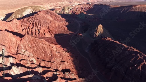 Aerial view of Rainbow Valley in the Atacama Desert, Chile