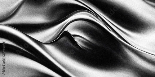 Canvastavla Close-up of flowing black satin fabric with smooth texture and elegant drape