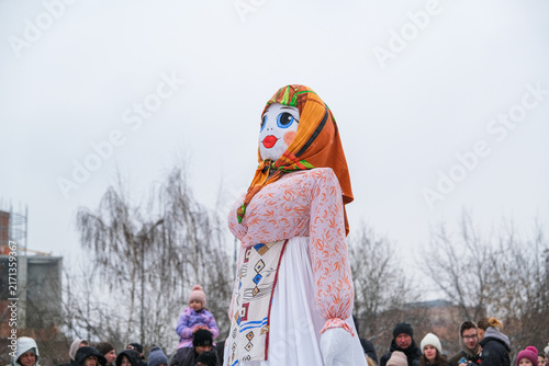 Принти на полотні Large traditional russian effigy of lady Maslenitsa during Maslenitsa carnival celebration
