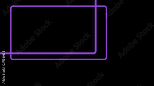 Neon purple geometric frame overlay animation on 4k black background