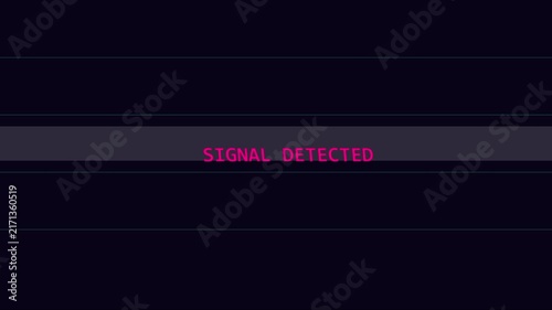 Signal detected retro digital glitch text animation on dark 4k background