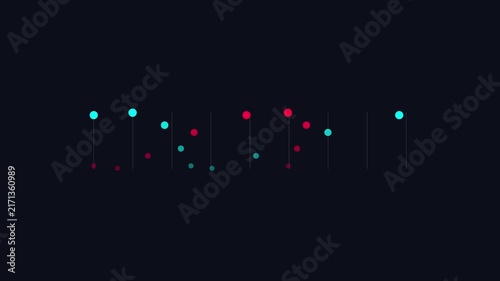Abstract data visualization animation with dynamic moving dots and vertical lines 4k motion