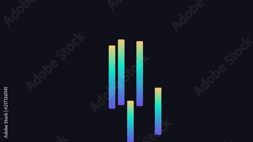 Abstract digital audio equalizer bars with vibrant gradient motion for music visualization and tech backgrounds animation 4k