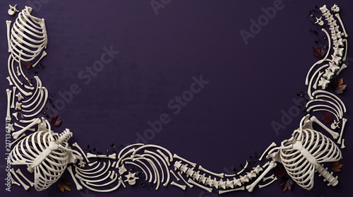 Halloween skeleton wave border seamless vector illustration of spooky bone pattern for decorations
