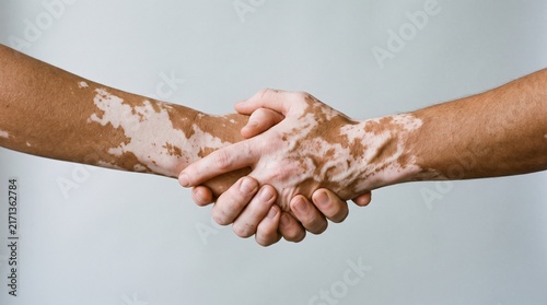 Foto Handshake between two people with vitiligo skin condition